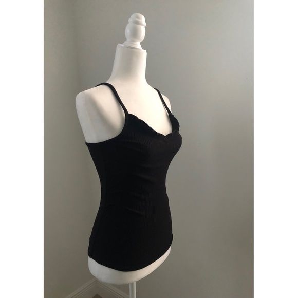 Black Fitted Mini Ruffle Top - Picture 3 of 6
